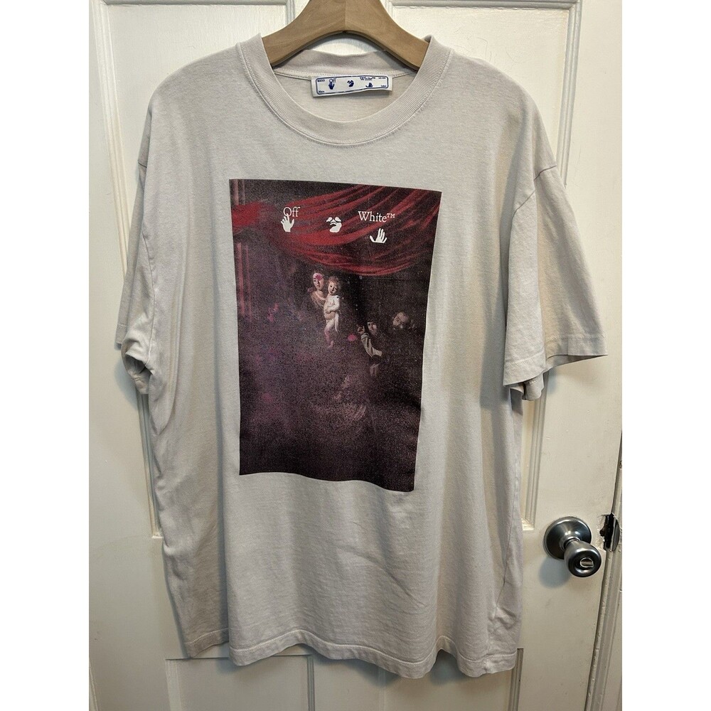 Off-White 2013 Caravaggio Painting RARE Graphic Designer T-Shirt Arrow *Flawed*